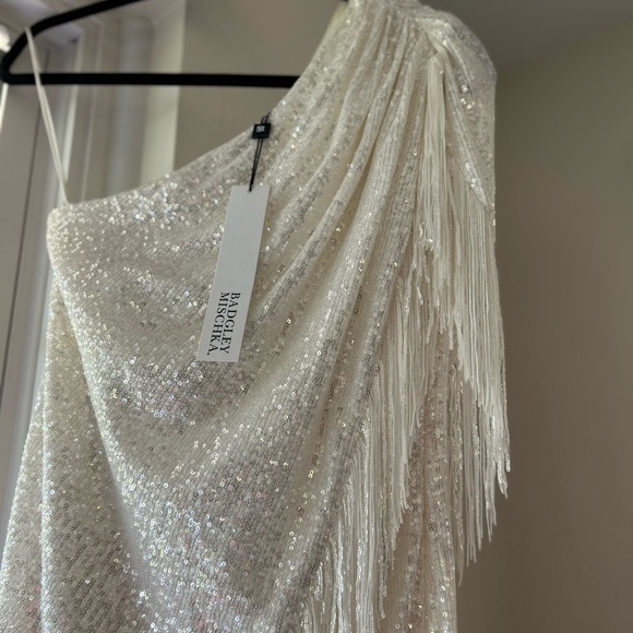 Badgely Mishka Fringed Sequin One-Shoulder Dress - Picture 9 of 12